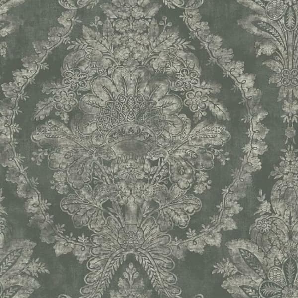 Charleston Damask Wallpaper- Grey