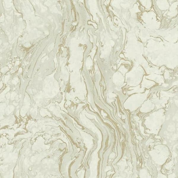 Polished Marble Wallpaper- White/Gold