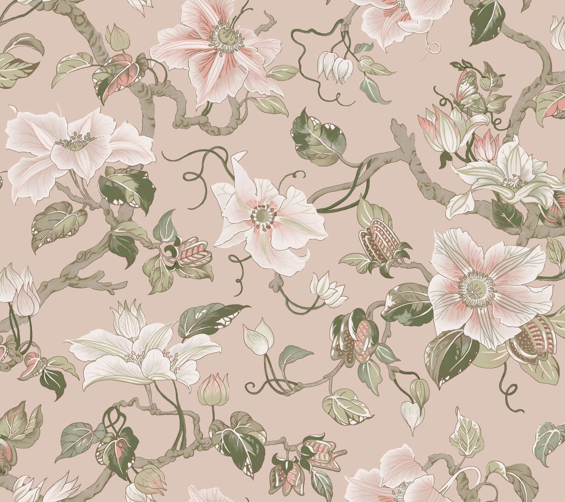 Marguerite Vine Wallpaper- Blush