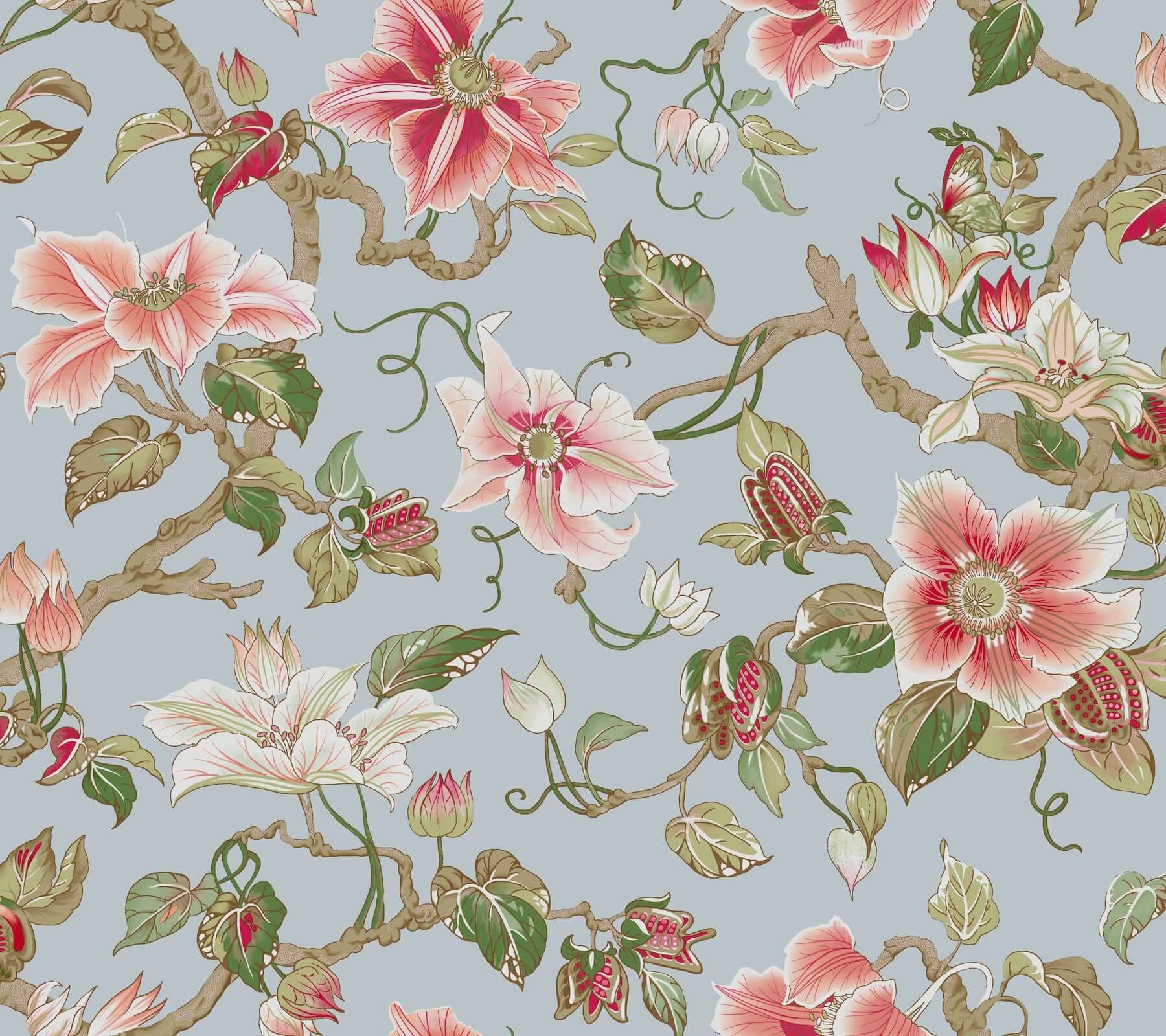 Marguerite Vine Wallpaper- Blue