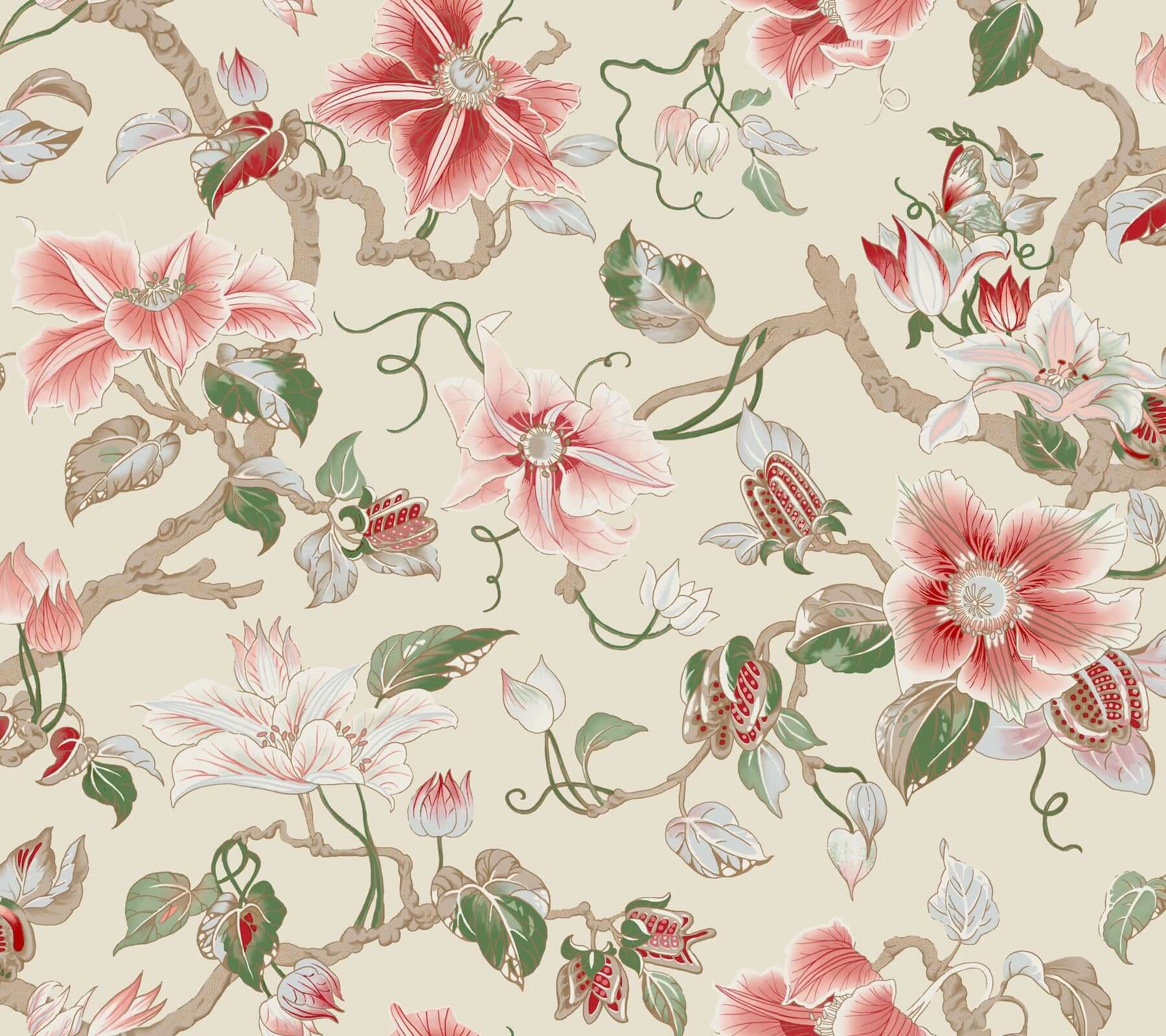Marguerite Vine Wallpaper- Cream