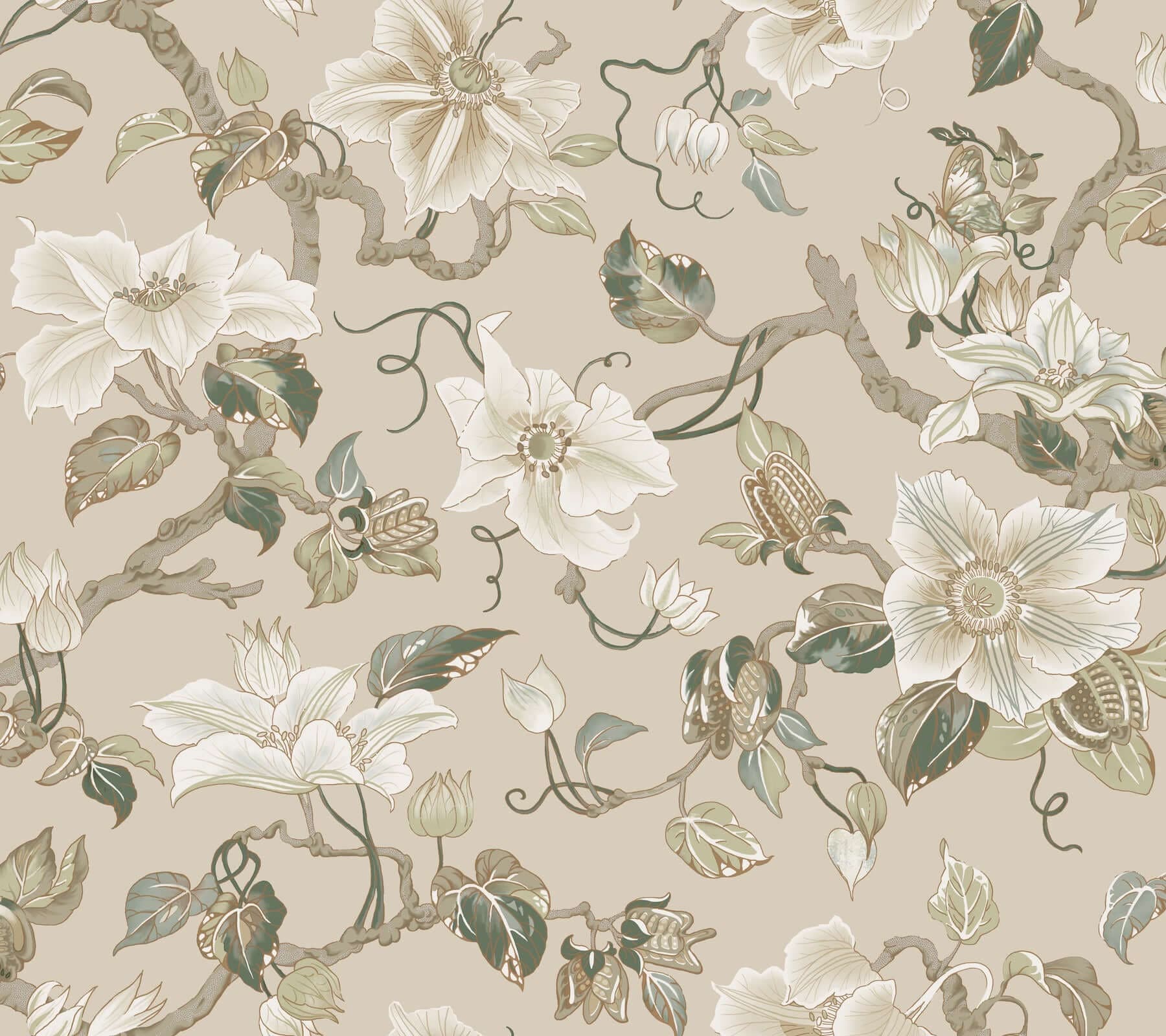 Marguerite Vine Wallpaper- Taupe