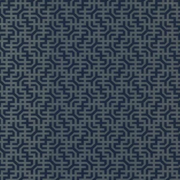Dynastic Lattice Wallpaper- Navy/Silver