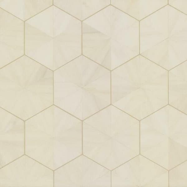 Hexagram Wood Veneer Wallpaper- Ivory