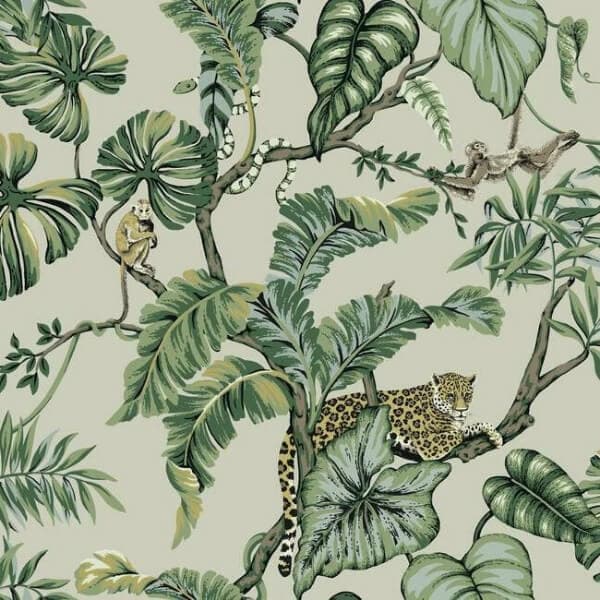 Jungle Cat Wallpaper- Taupe