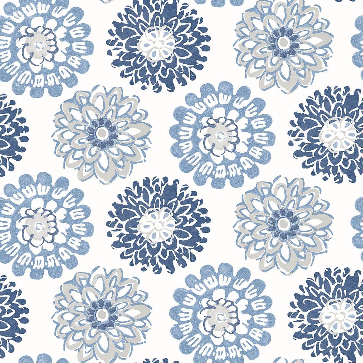 Sunkissed Blue Floral Wallpaper