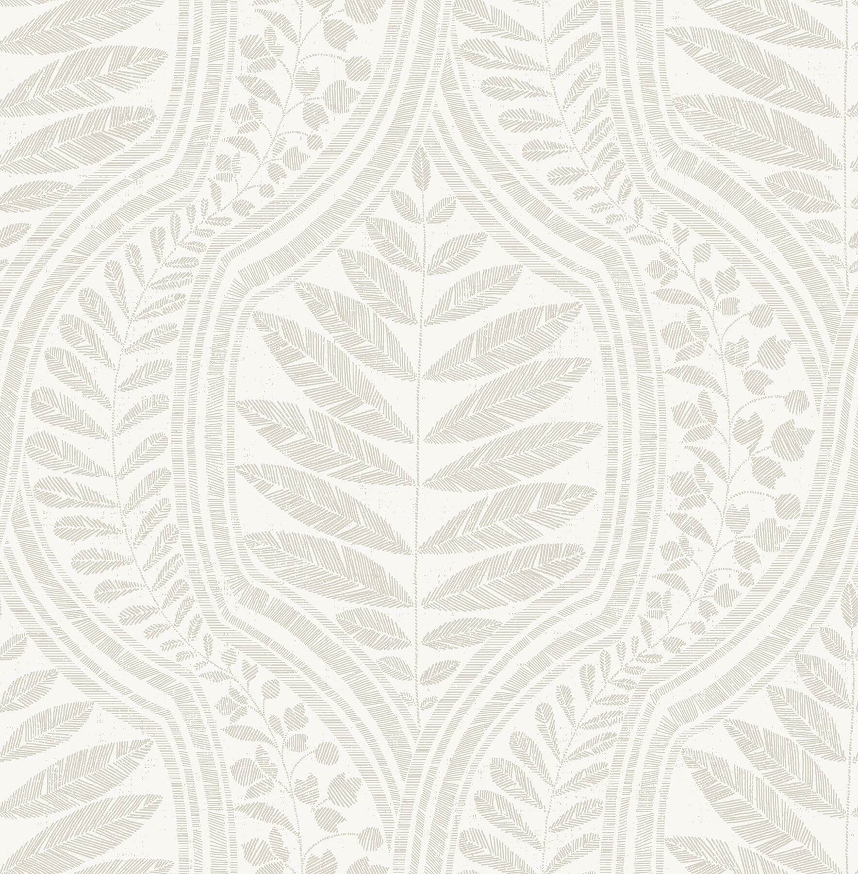 Juno Beige Ogee Wallpaper- Scott Living