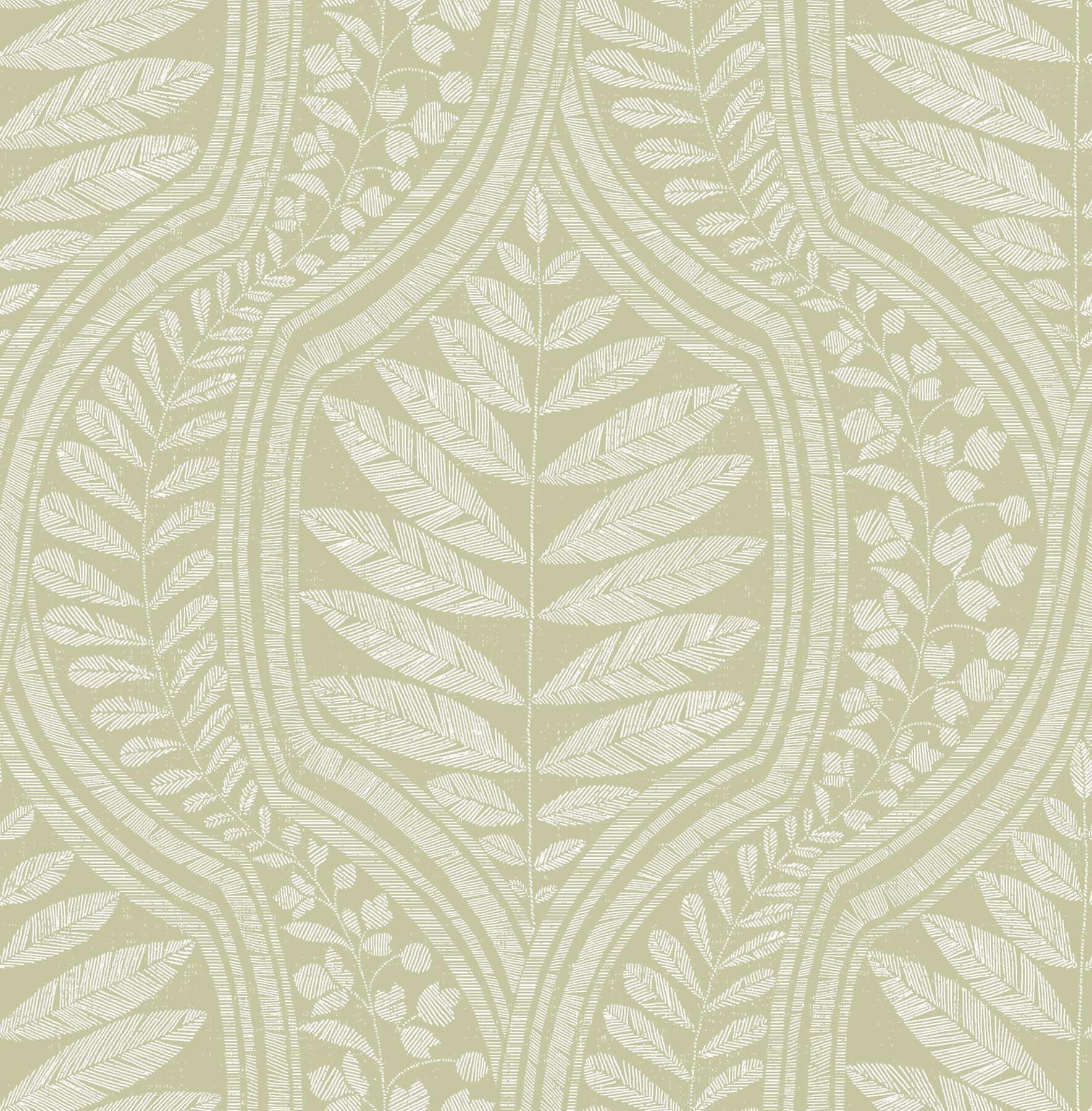 Juno Green Ogee Wallpaper- Scott Living