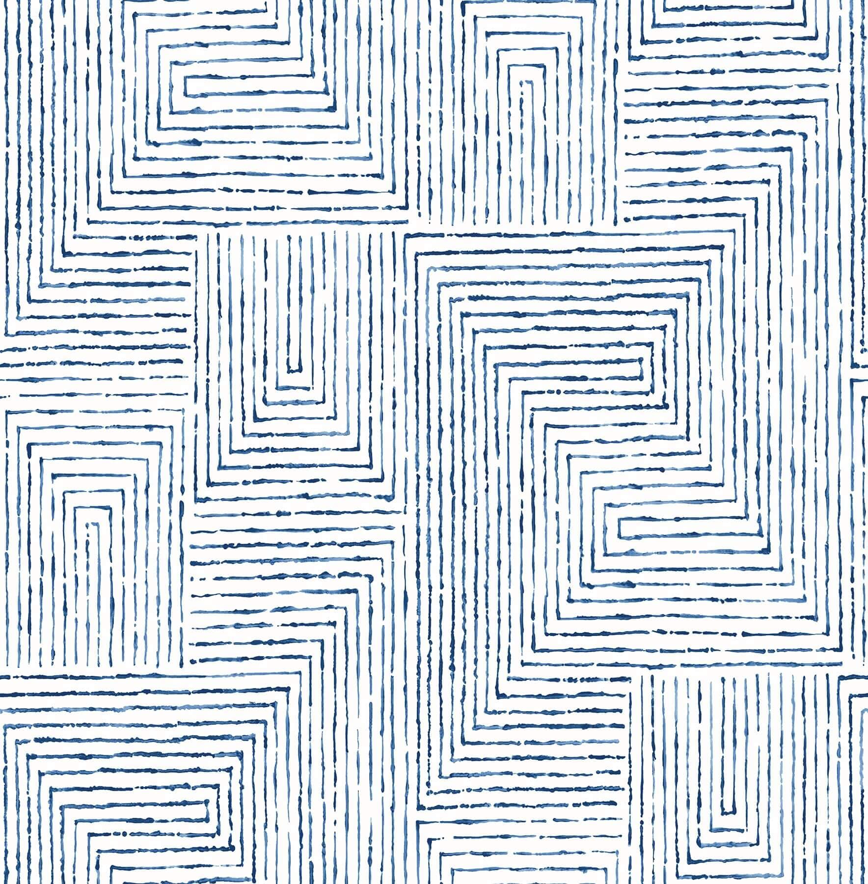 Merritt Indigo Geometric Wallpaper- Scott Living