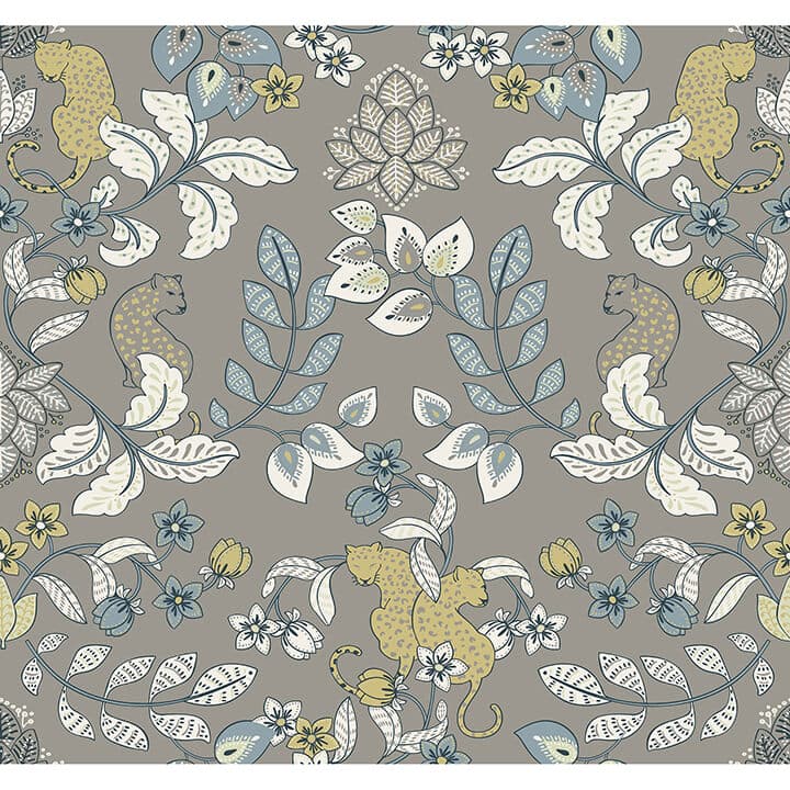 Getty Grey Jungle Damask Wallpaper by Scott Living
