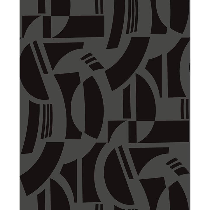 Carter Black Geometric Flock Wallpaper by Scott Living