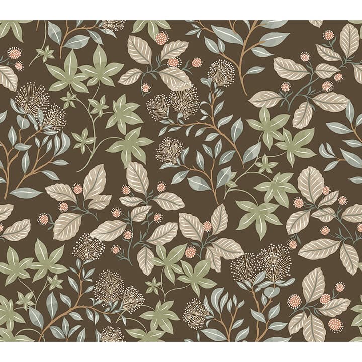 Mildred Espresso Botanical Trail Wallpaper
