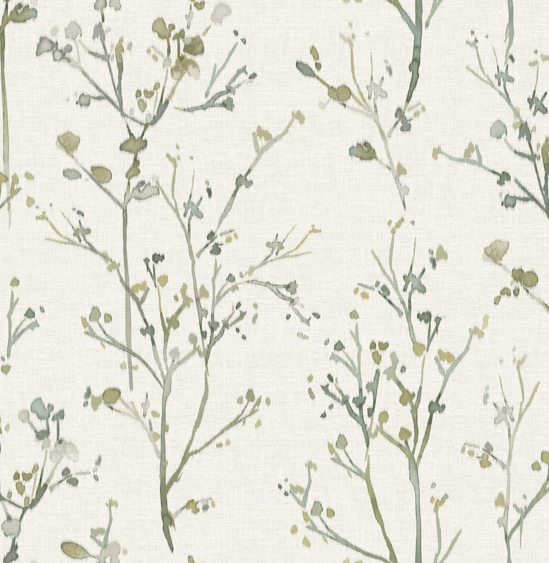 Silverling Moss Budding Branches Wallpaper