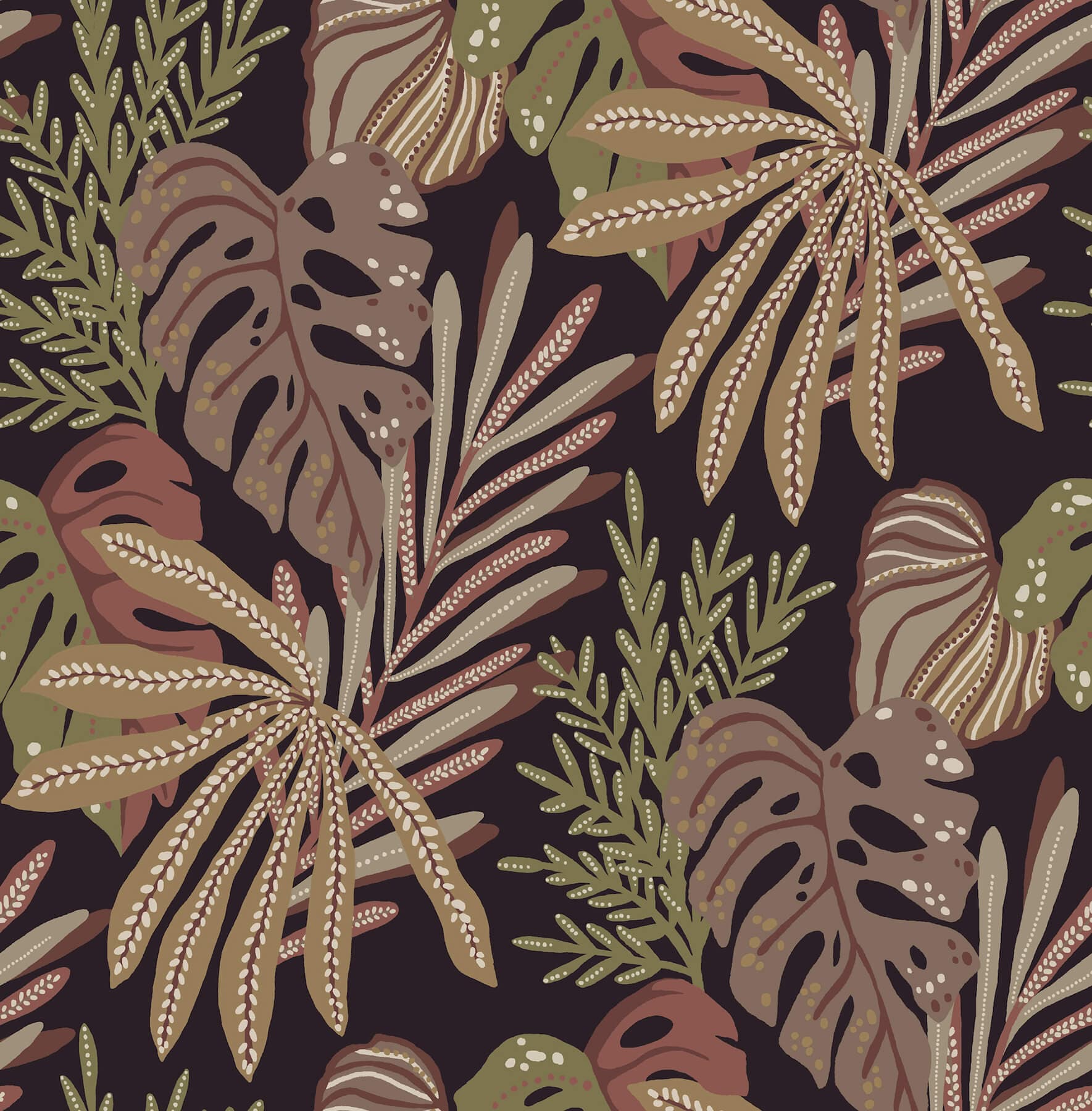 Alocasia Burgundy Tropical Foliage Wallpaper