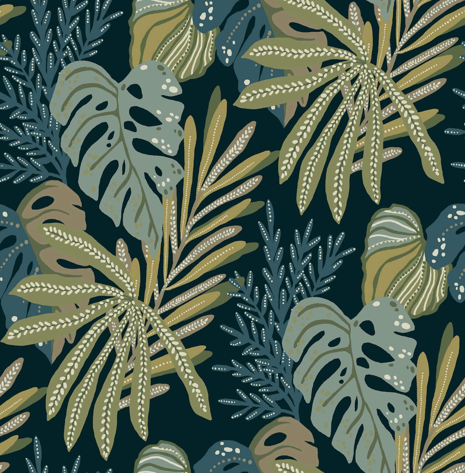 Alocasia Green Tropical Foliage Wallpaper