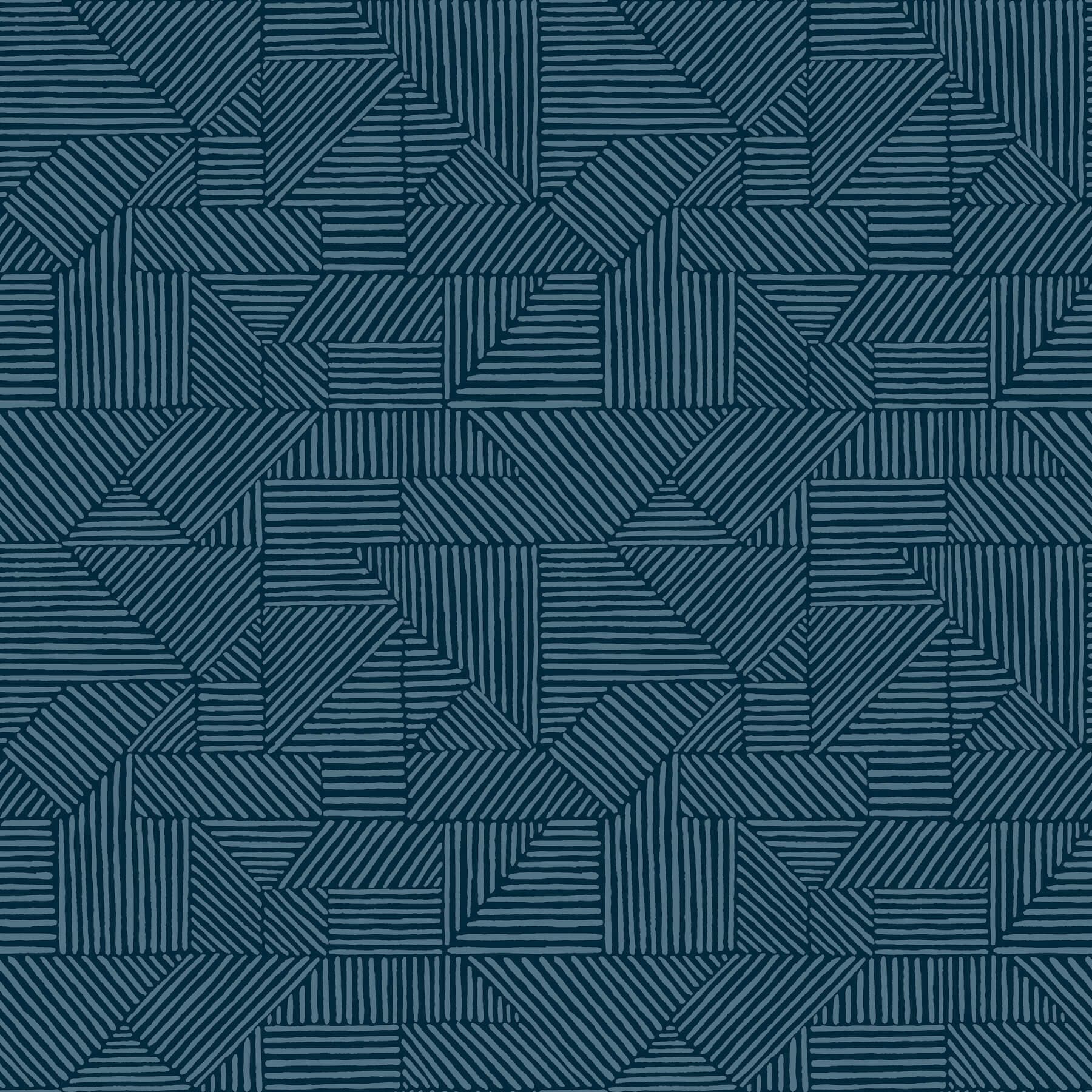 Crescendo Dark Blue Block Geometric Wallpaper