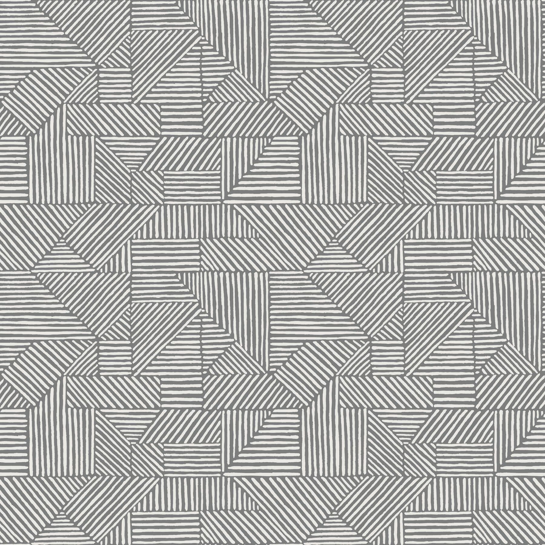 Crescendo Dark Grey Block Geometric Wallpaper