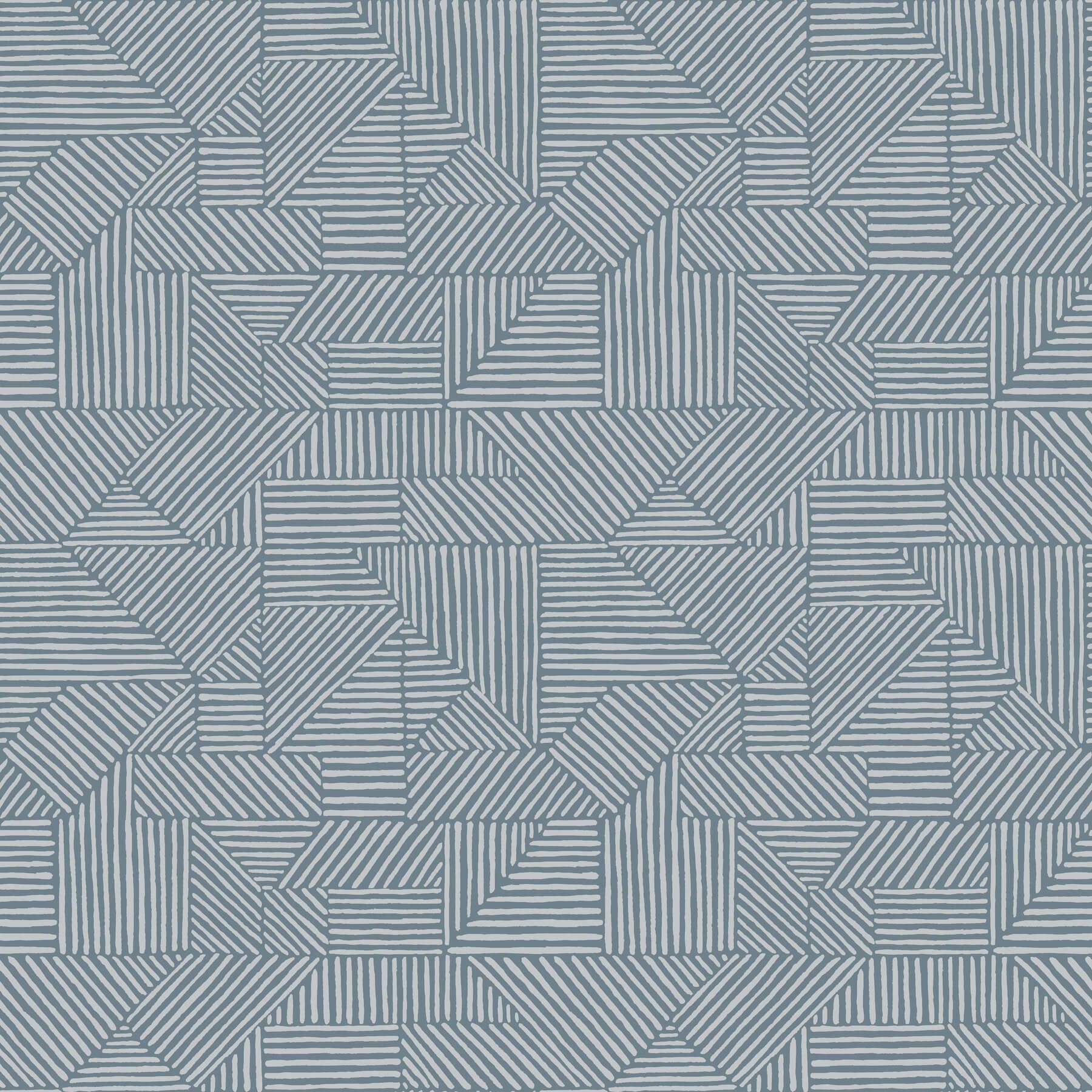 Crescendo Blue Block Geometric Wallpaper