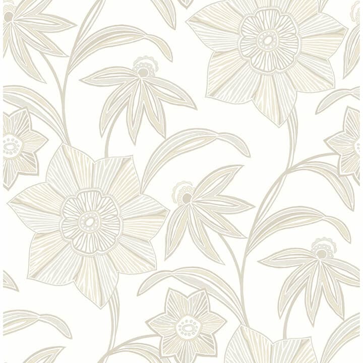 Star Flower Beige Floral Trail Wallpaper