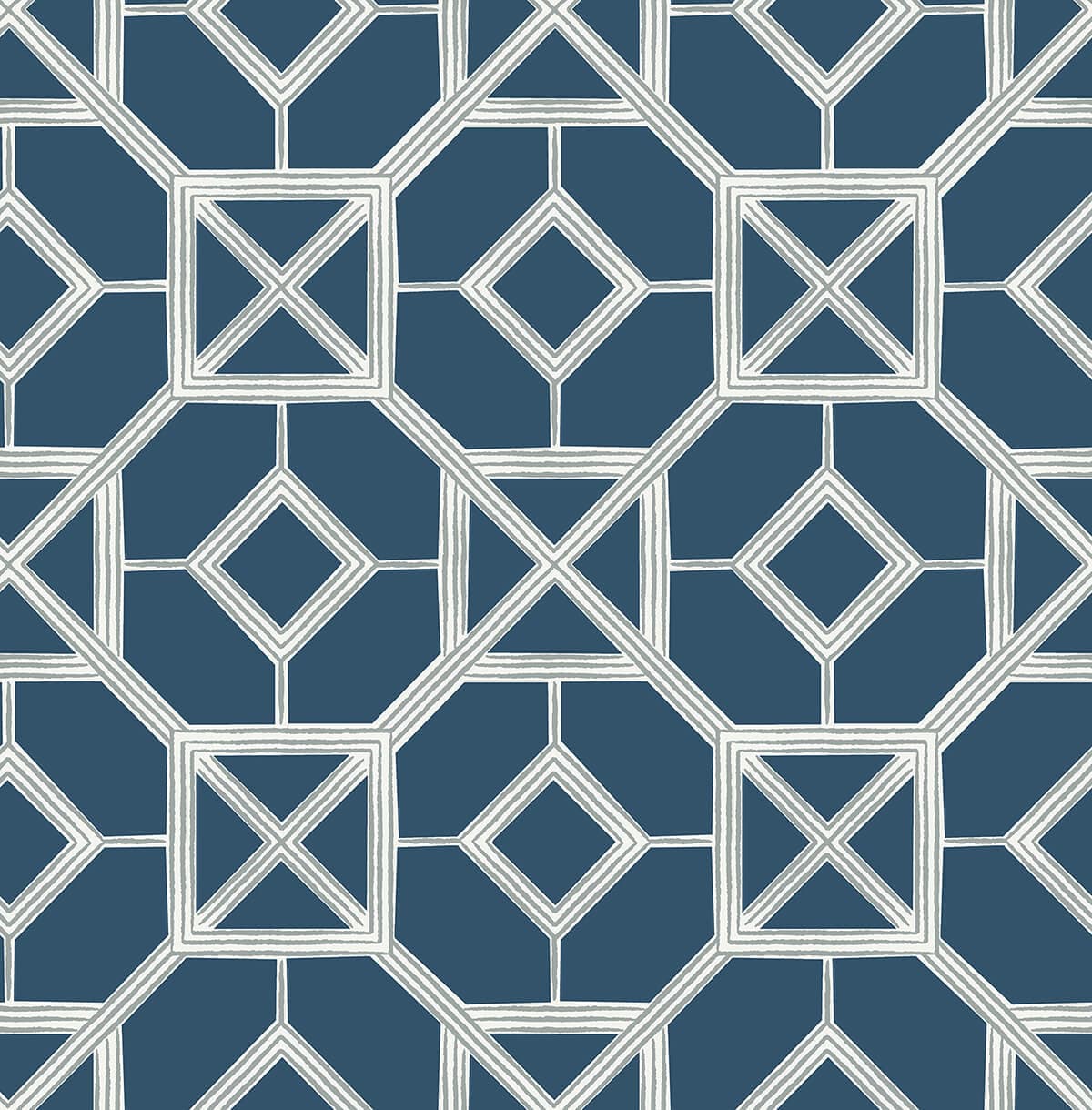 Livia Dark Blue Trellis Wallpaper