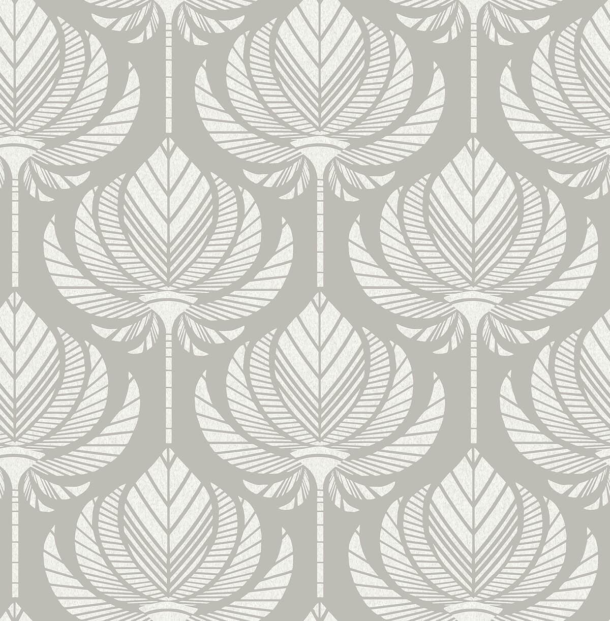 Palmier Grey Lotus Fan Wallpaper