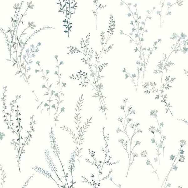 Wildflower Sprigs Wallpaper- Blue/Green