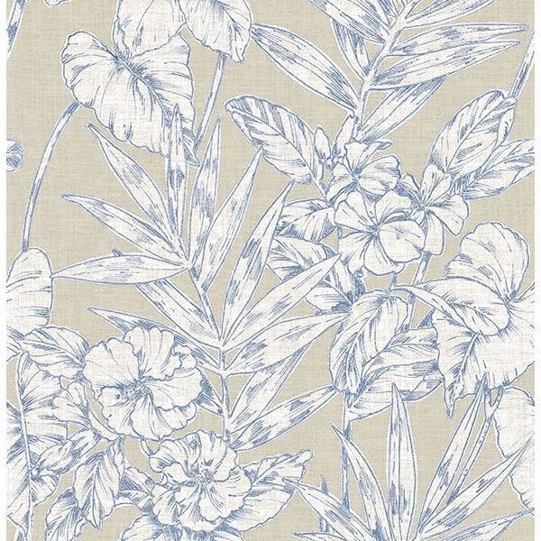 Fiji Navy Floral Wallpaper