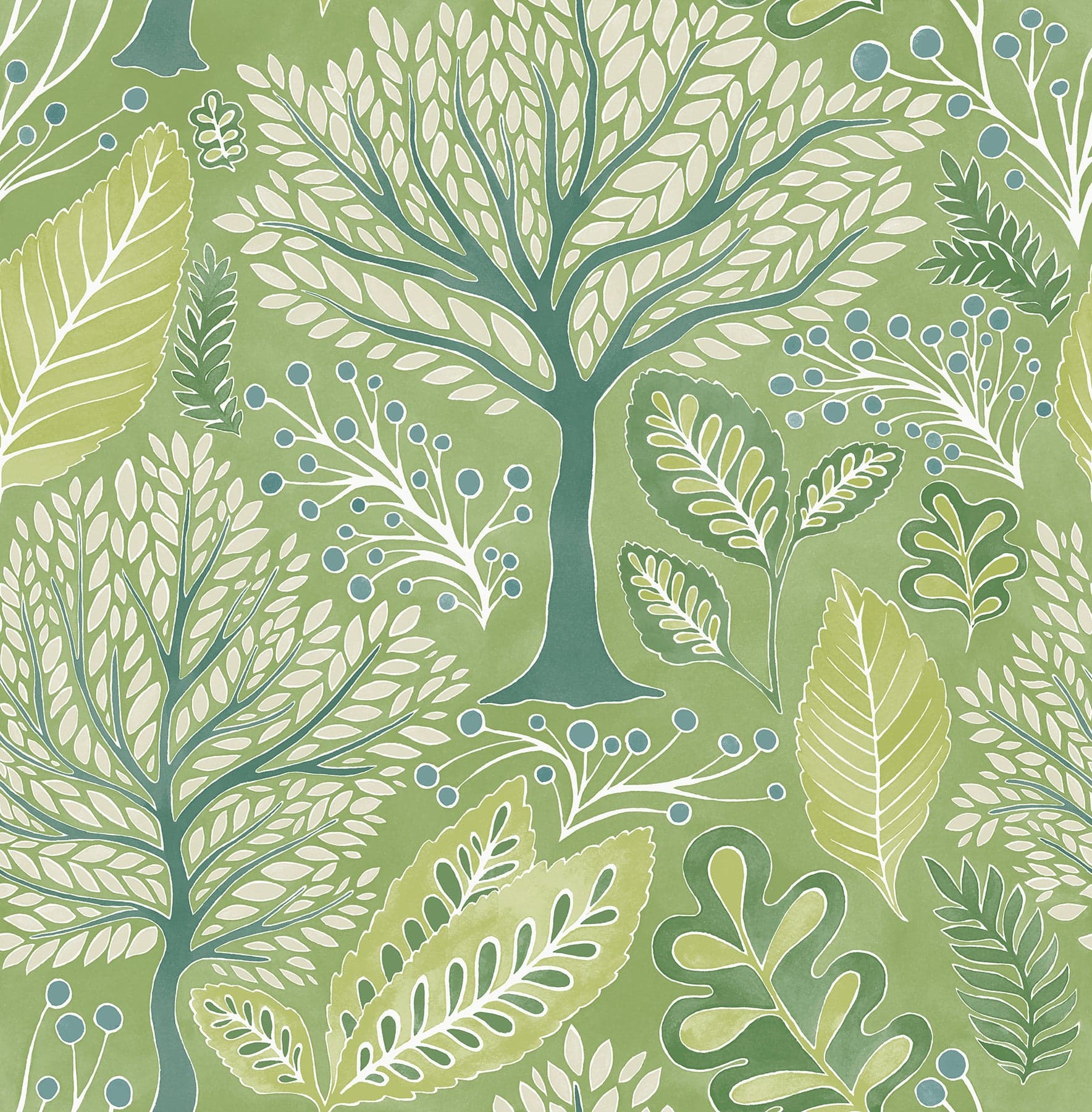 Kiah Forest Green Wallpaper