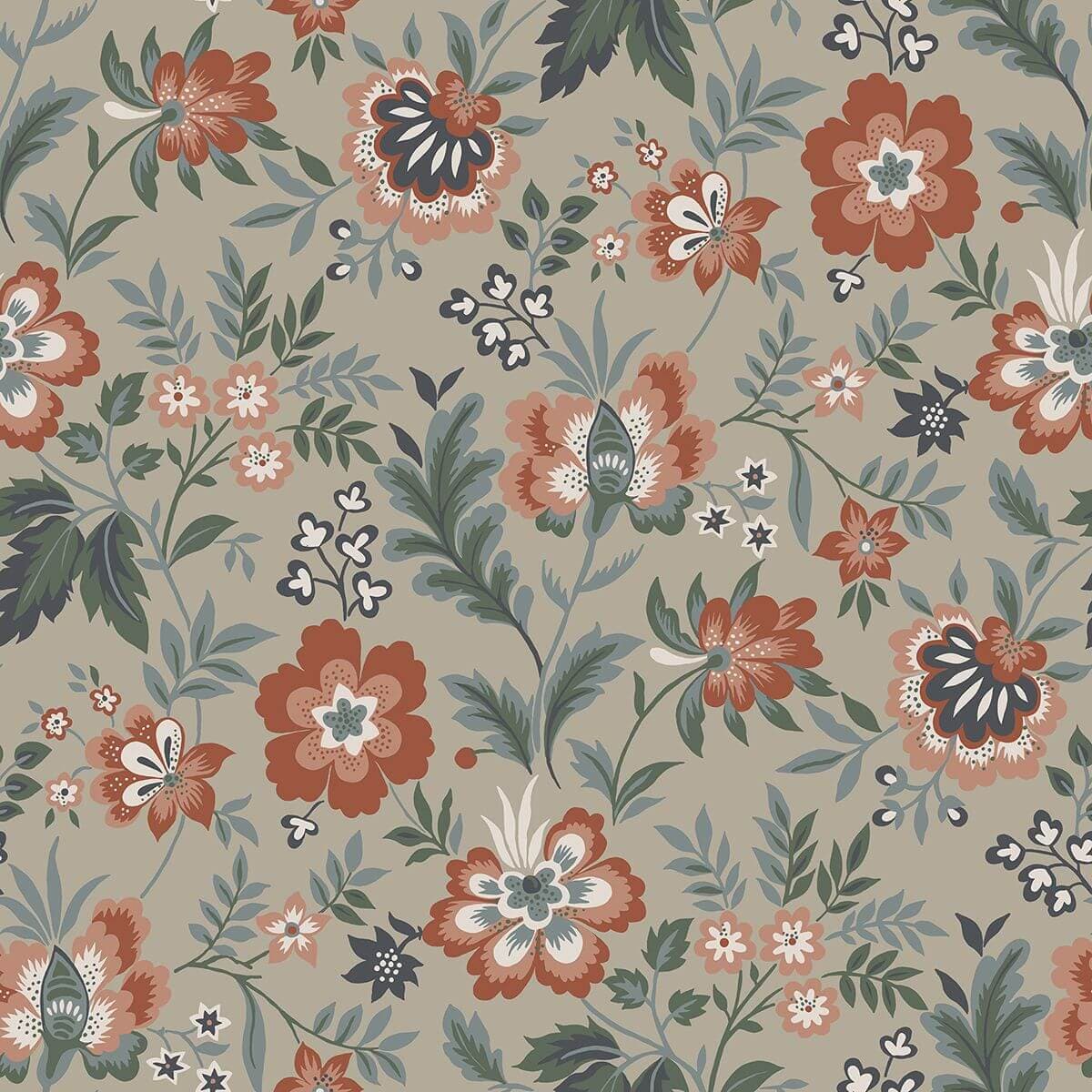 Athena Beige Floral Wallpaper