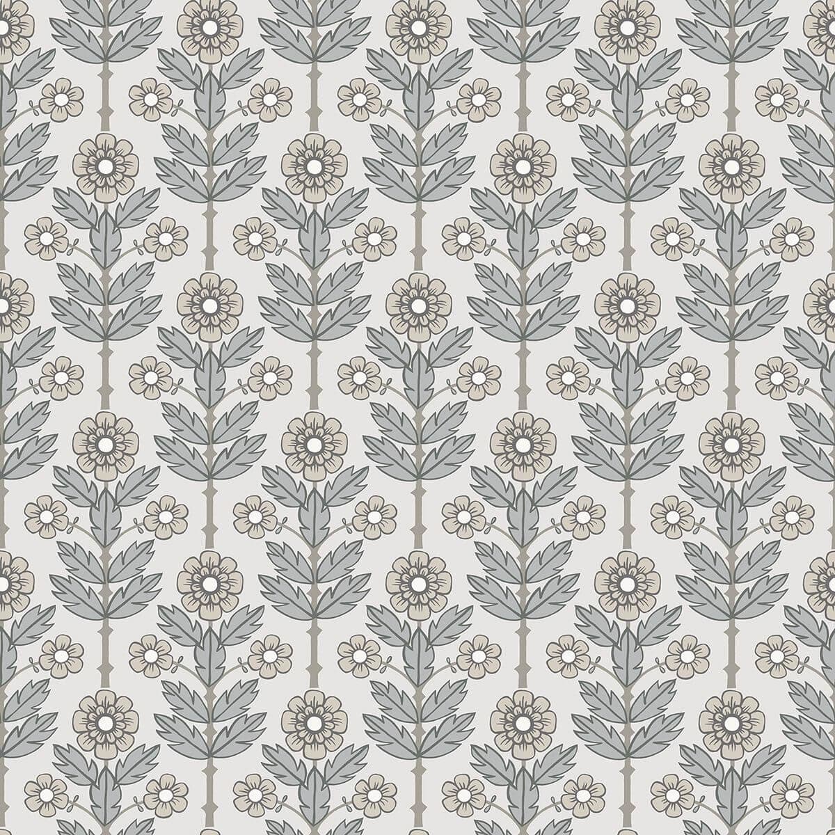 Aya White Floral Wallpaper