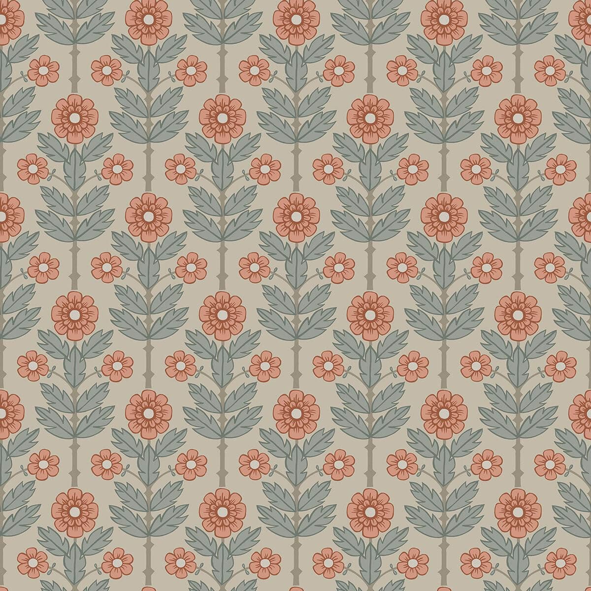 Aya Beige Floral Wallpaper