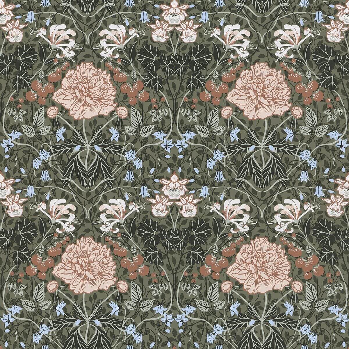 Celestine Green Floral Wallpaper