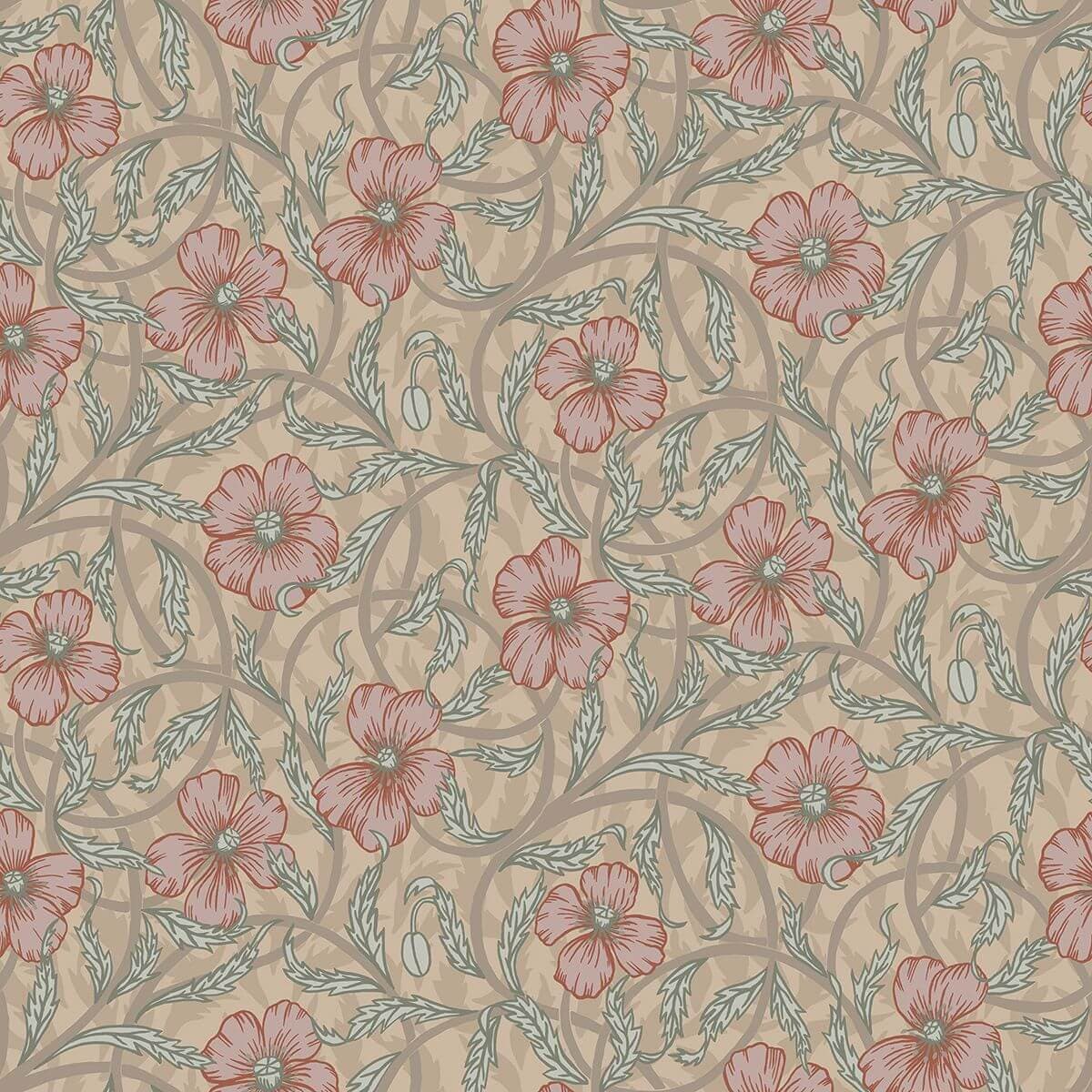 Imogen Light Brown Floral Wallpaper