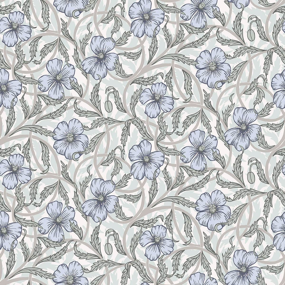 Imogen Light Blue Floral Wallpaper