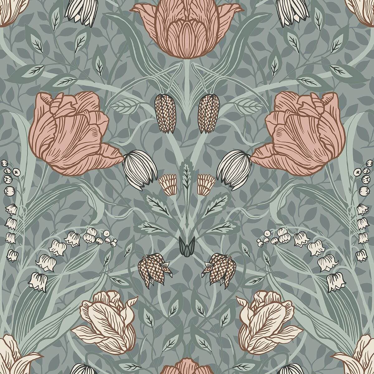 Tulipa Sage Floral Wallpaper