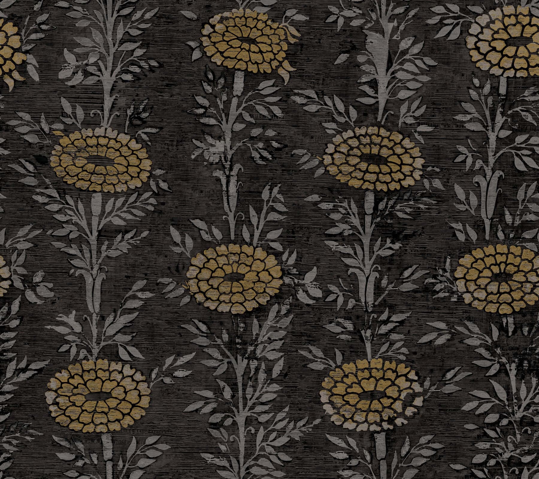 French Marigold Wallpaper- Black & Gold