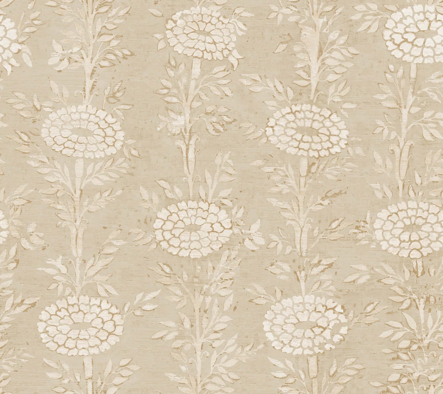 French Marigold Wallpaper- Taupe & Gold
