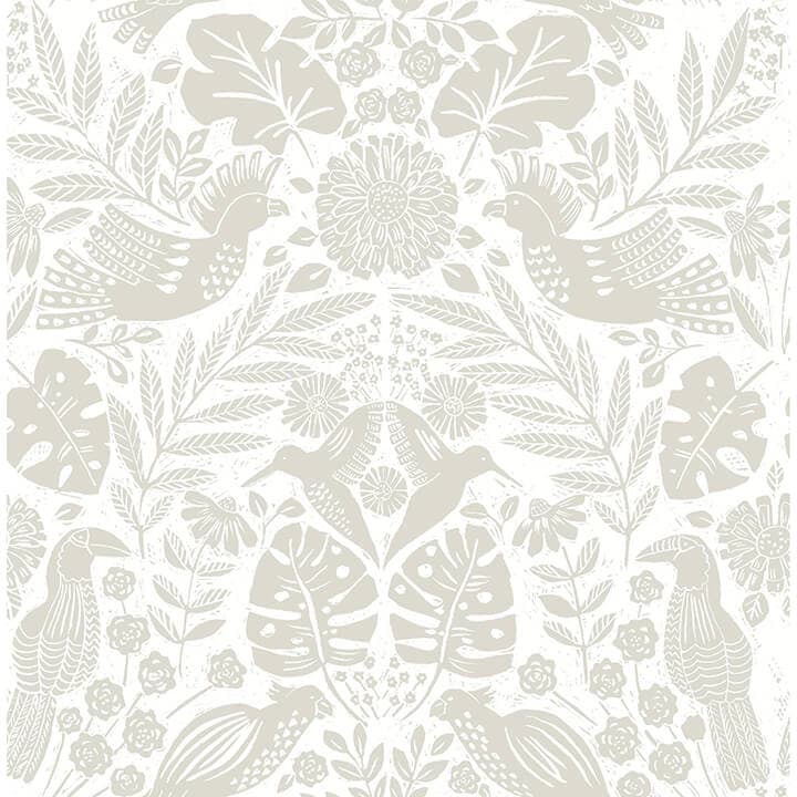 Nestle Dove Bird Block Print Wallpaper