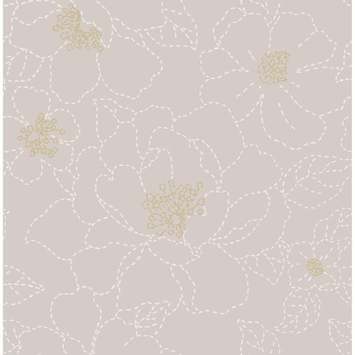 Gardena Lavender Embroidered Floral Wallpaper