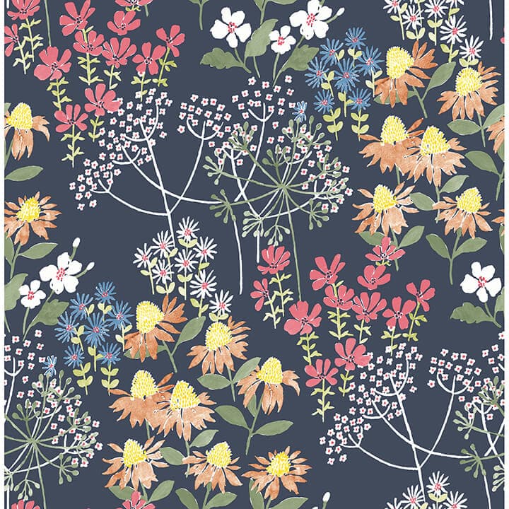Cultivate Navy Springtime Blooms Wallpaper