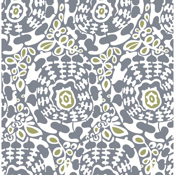 Divine Slate Abstract Medallion Wallpaper