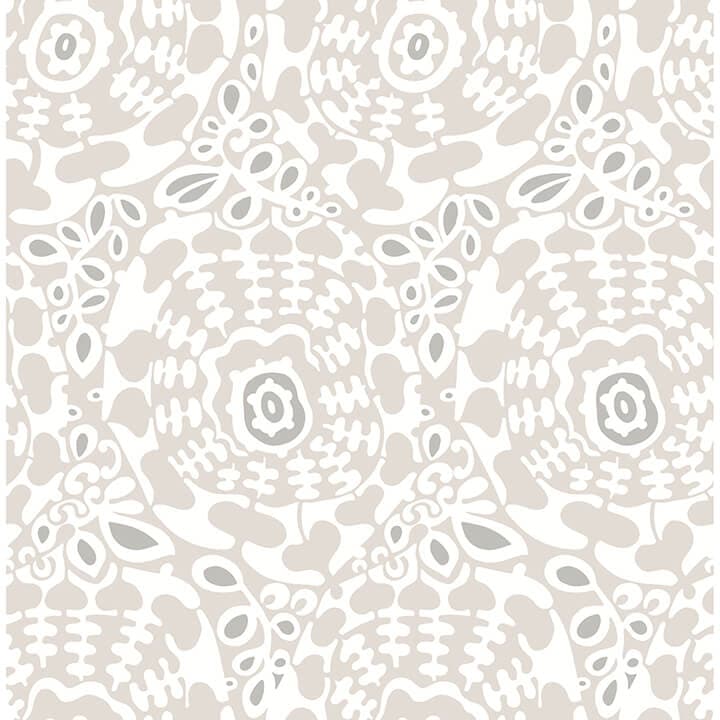 Divine Grey Abstract Medallion Wallpaper