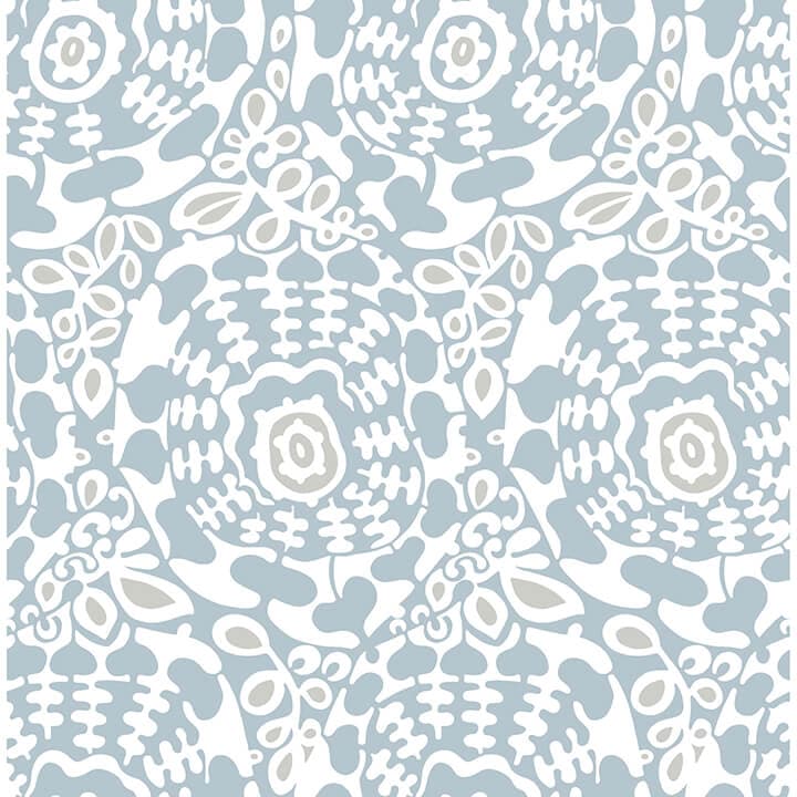 Divine Light Blue Abstract Medallion Wallpaper
