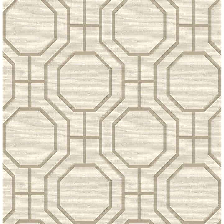 Manor Taupe Geometric Trellis Wallpaper