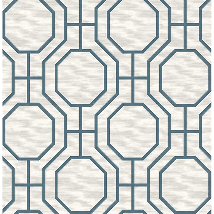 Manor Blue Geometric Trellis Wallpaper