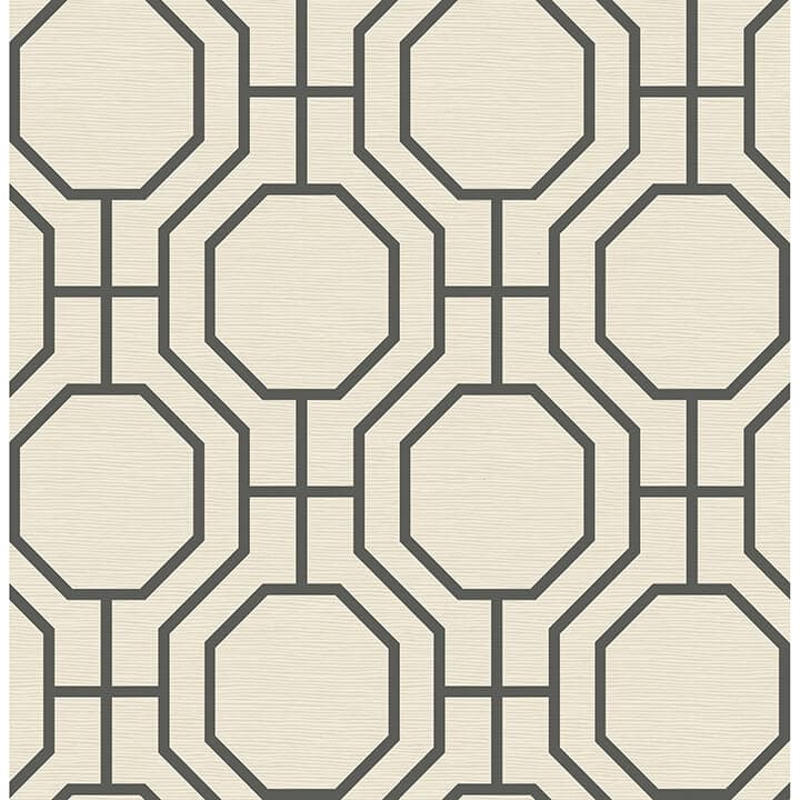 Manor Black Geometric Trellis Wallpaper