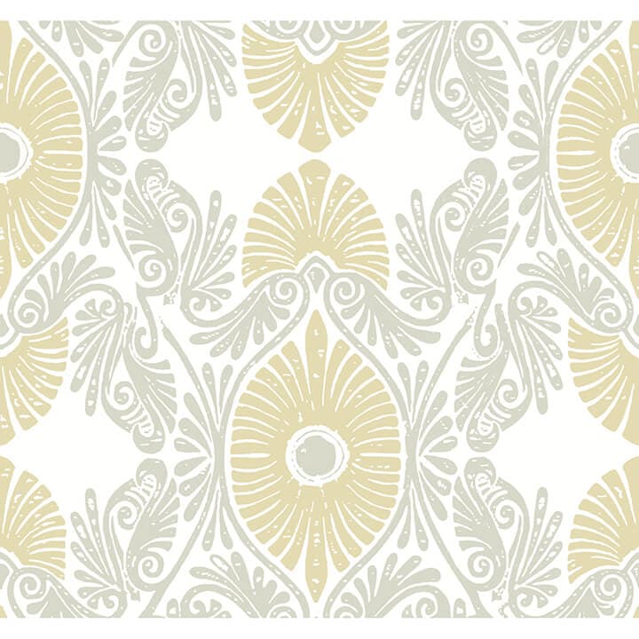 Villa Light Yellow Embellished Ogee Wallpaper