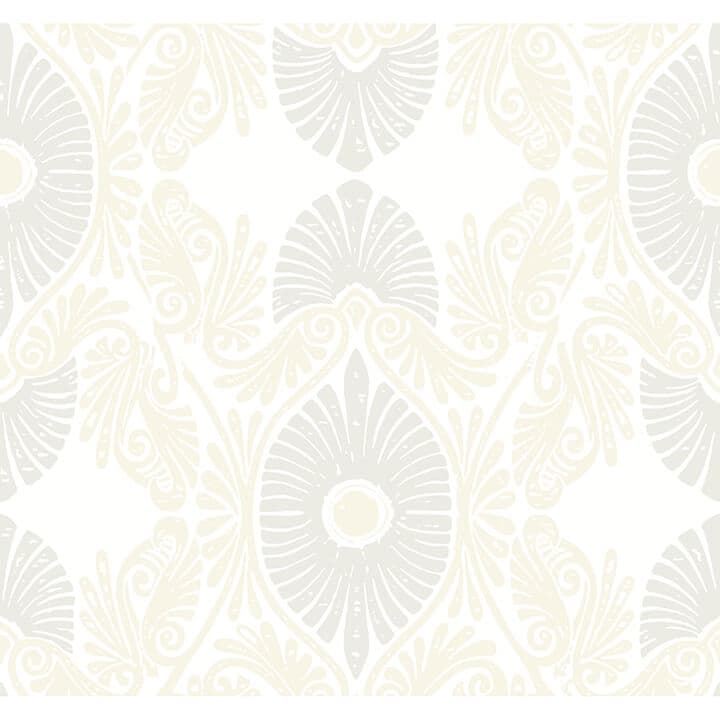 Villa Bone Embellished Ogee Wallpaper