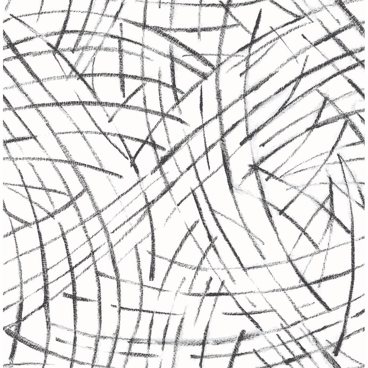 Willy Nilly Black Brushstrokes Wallpaper