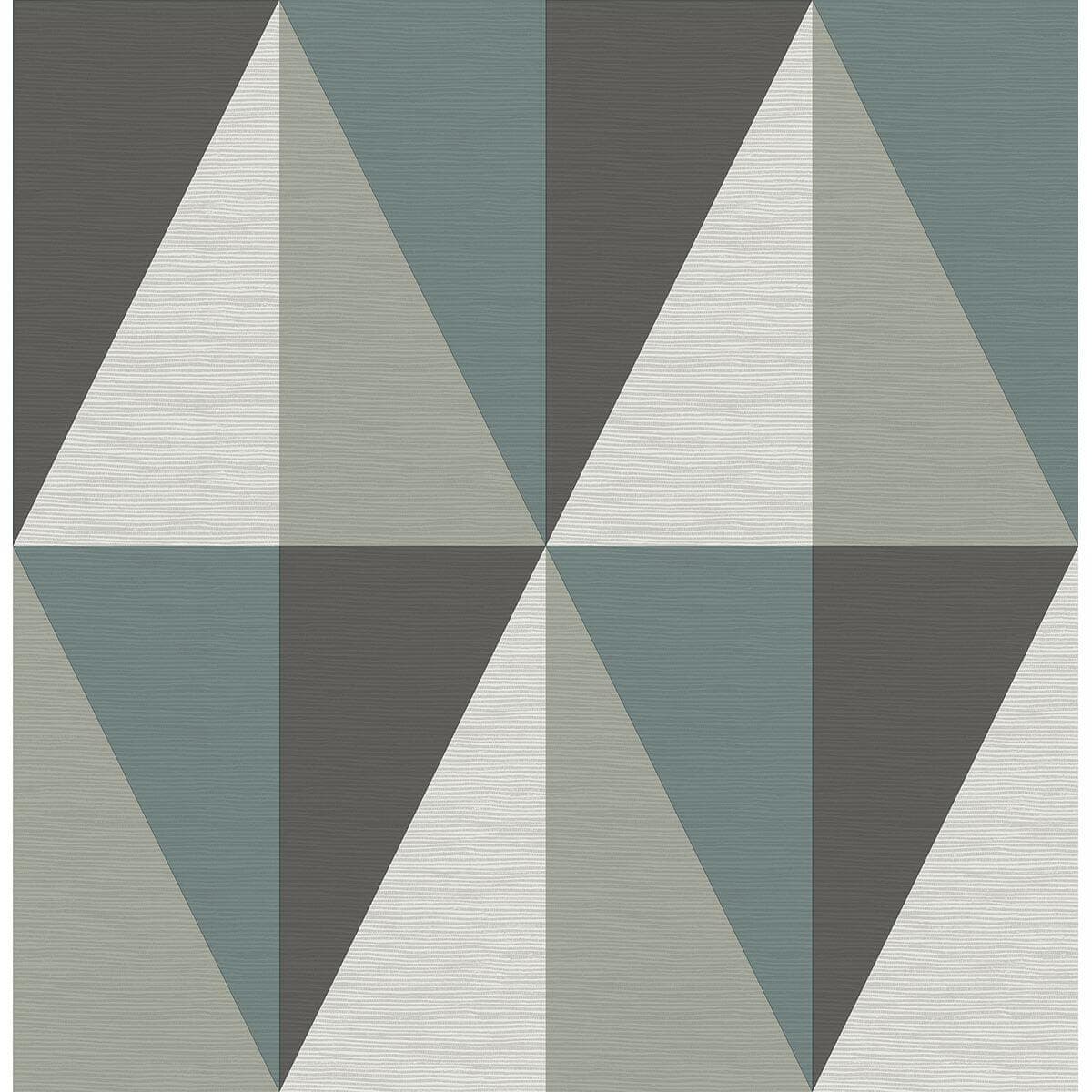 Aspect Teal Geometric Faux Grasscloth Wallpaper